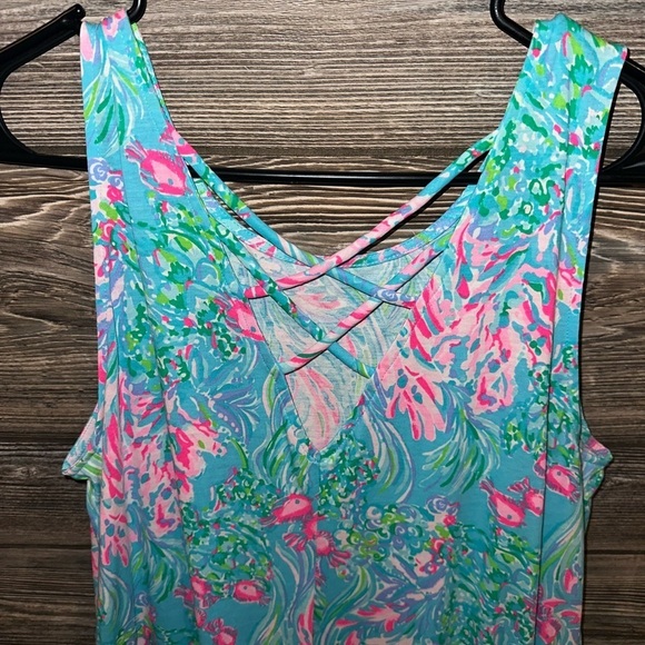 Lilly Pulitzer Kristen Flounce Amalfi Blue Best Fishes Sleeveless Size Large - Picture 4 of 11